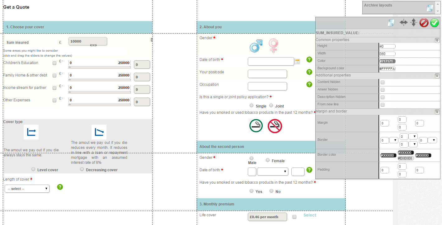 Loan origination software screen